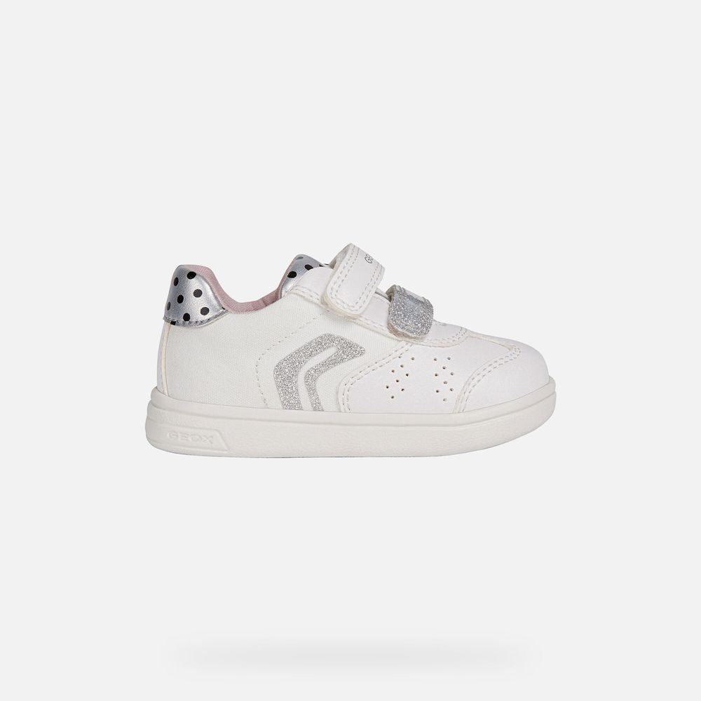 Tenis Geox Bebe Branco/Prateadas - Djrock Girl - NLECP5926